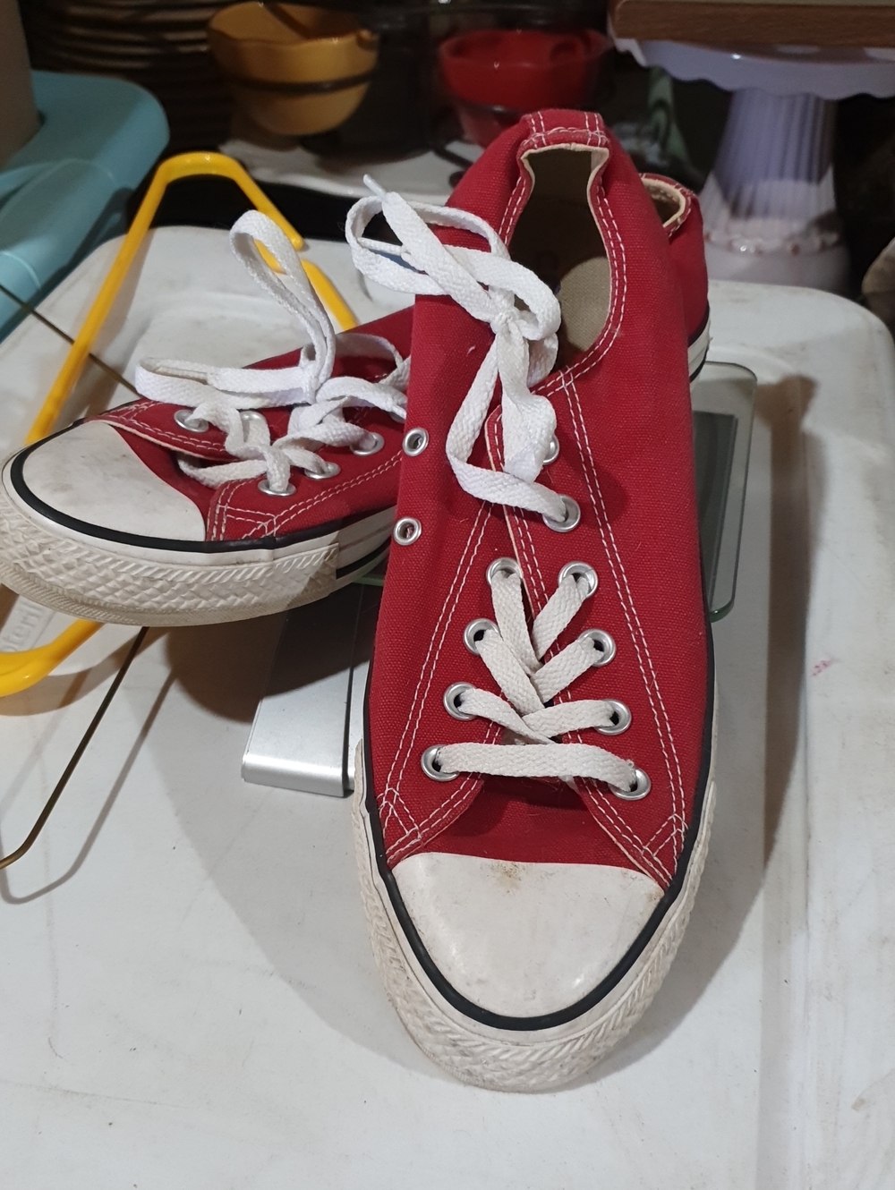 Converse Red Canvas Lace-Up Sneakers